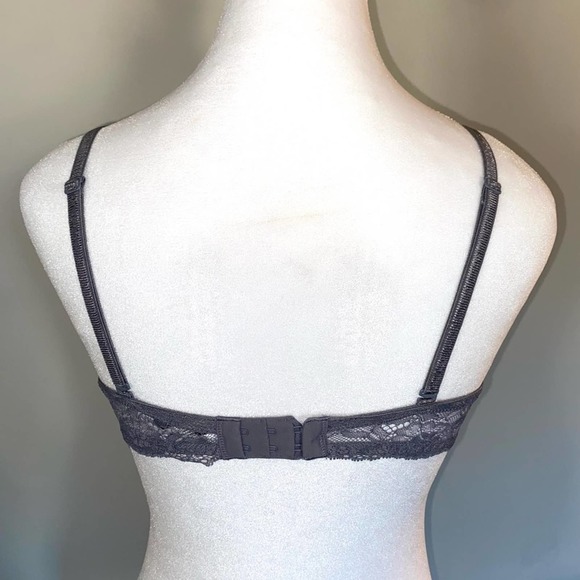 Adore me cute lace balconette bra 34b push up multi-way straps smoky grey - Picture 7 of 9